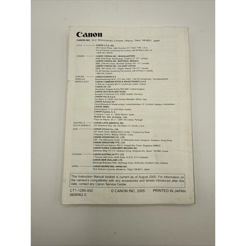 📸 Genuine Instruction Manual For Canon EOS 5D Digital AF SLR Camera Japan